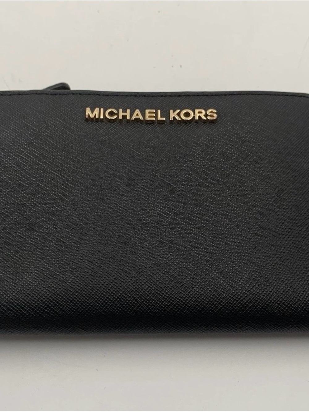 Michael Kors Black Jet Set Travel Saffiano Leather Snap Wallet